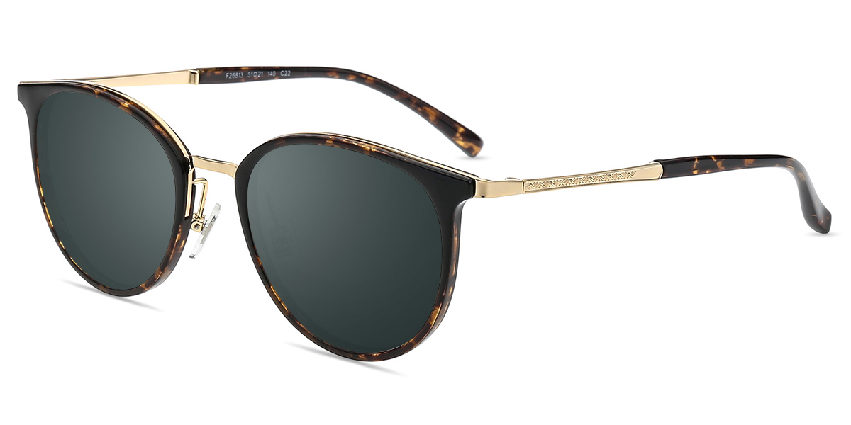 Tortoiseshell sunglasses with dark lenses